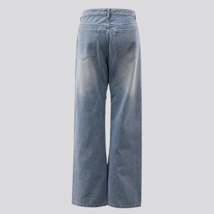 Whiskered sanded fashion men's jeans