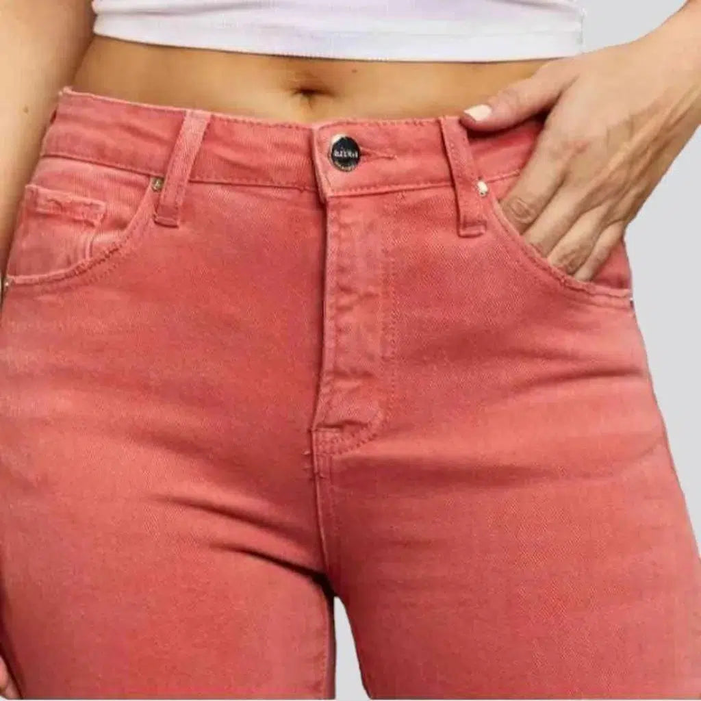 Bootcut women's slit-raw-hem jeans