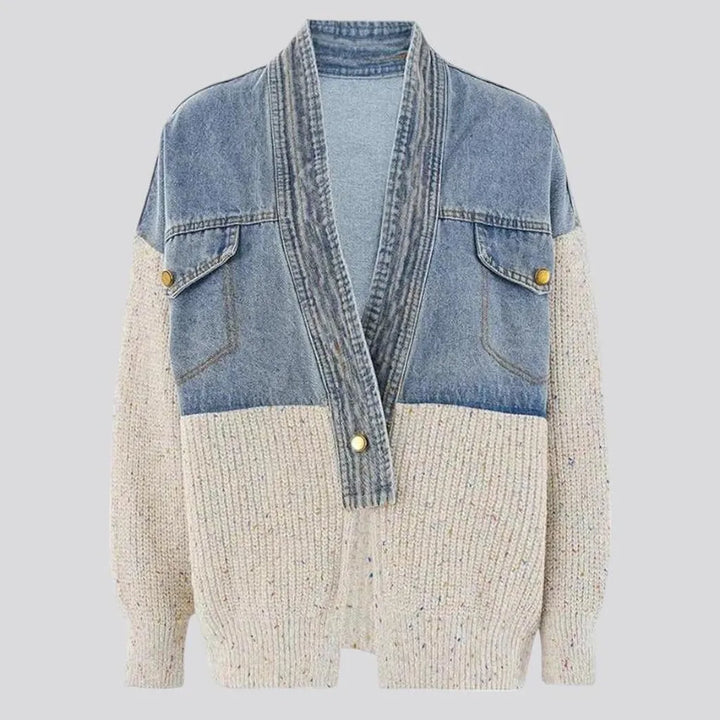 Fashionable light oversized women's jean cardigan