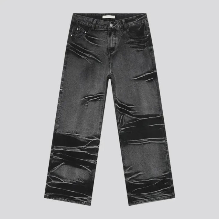 Street style faded mid-rise men's jeans