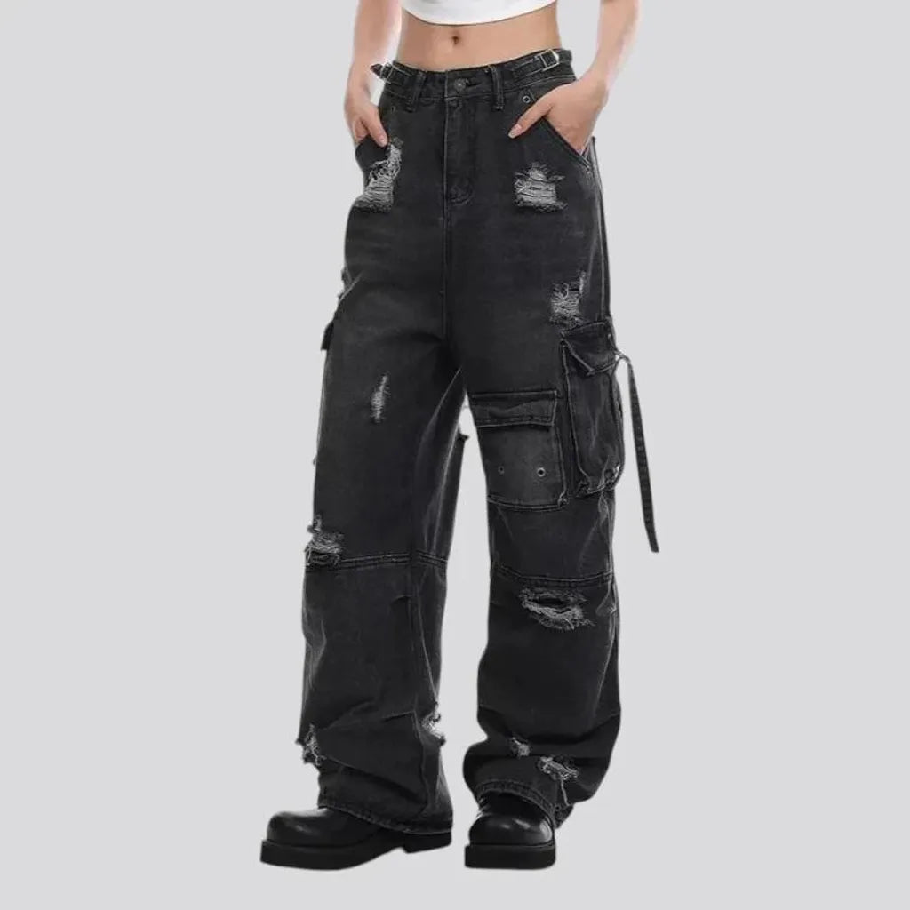 Baggy distressed grunge jeans for ladies