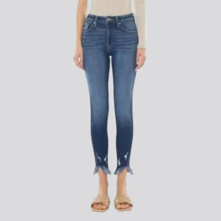 Medium-wash skinny jeans
 for ladies