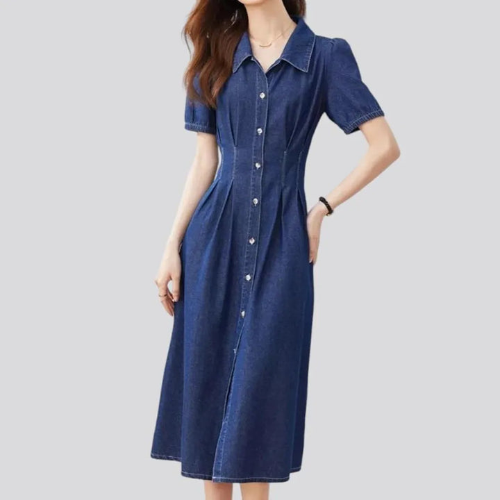 Long fit-and-flare jeans dress
 for women
