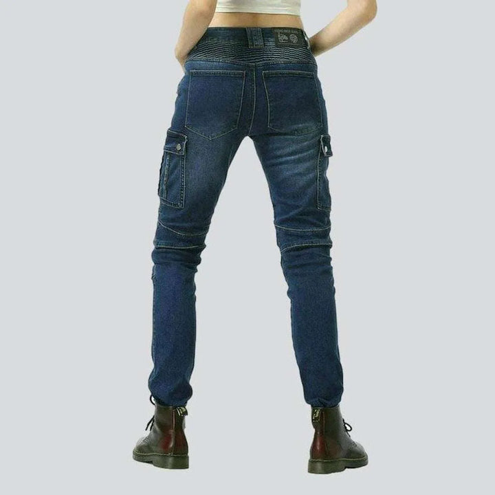 Women's biker jeans with zippers
