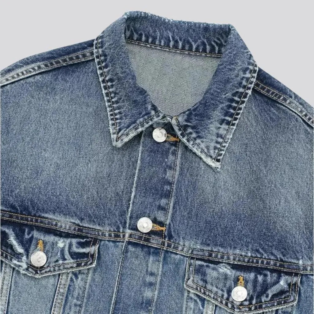 Casual creased fit women's denim jacket