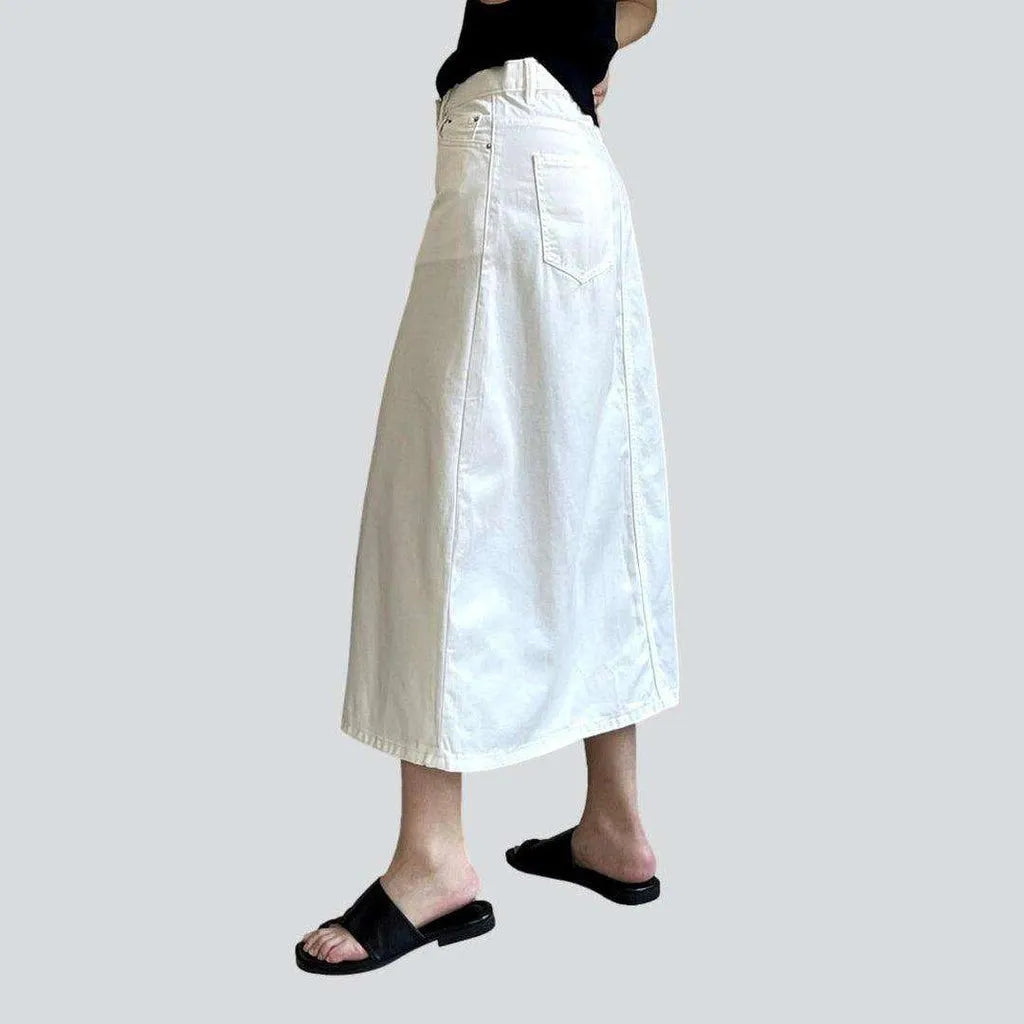 White long denim skirt