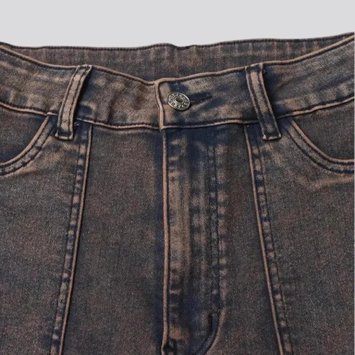 Vintage pattern cargo fit jeans for ladies