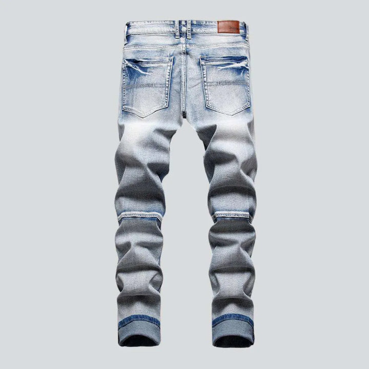 Color-embellished patchwork men's jeans