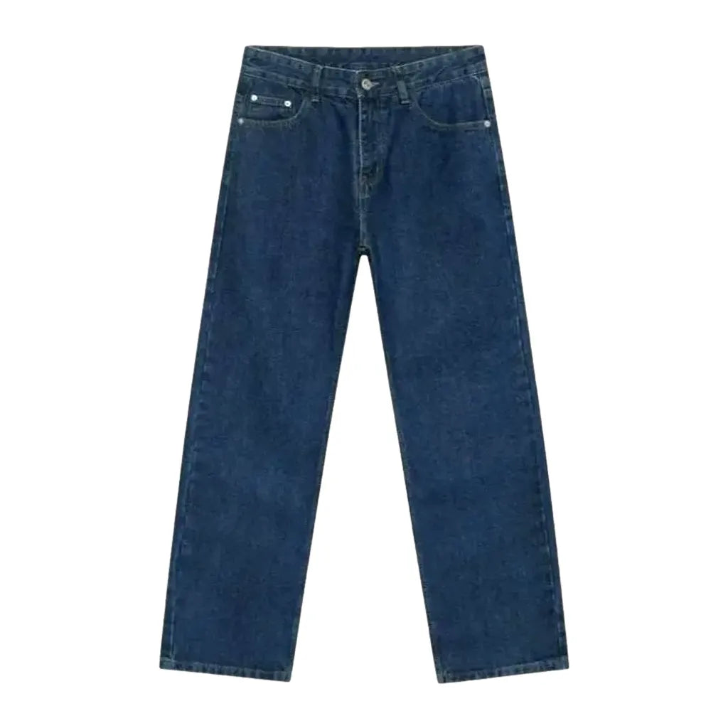 Casual Mid Waist Jeans for Men - Dark Blue