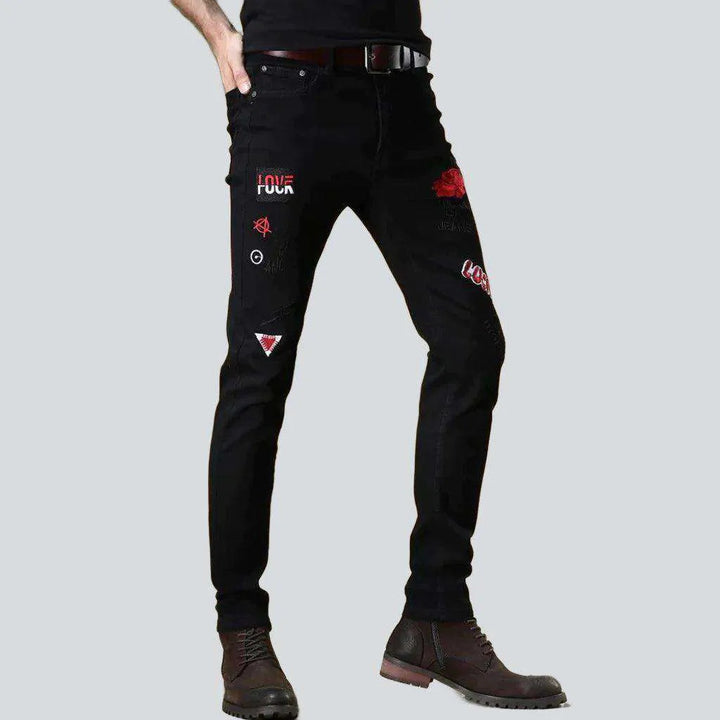 Fashion mid-waisted men's jeans