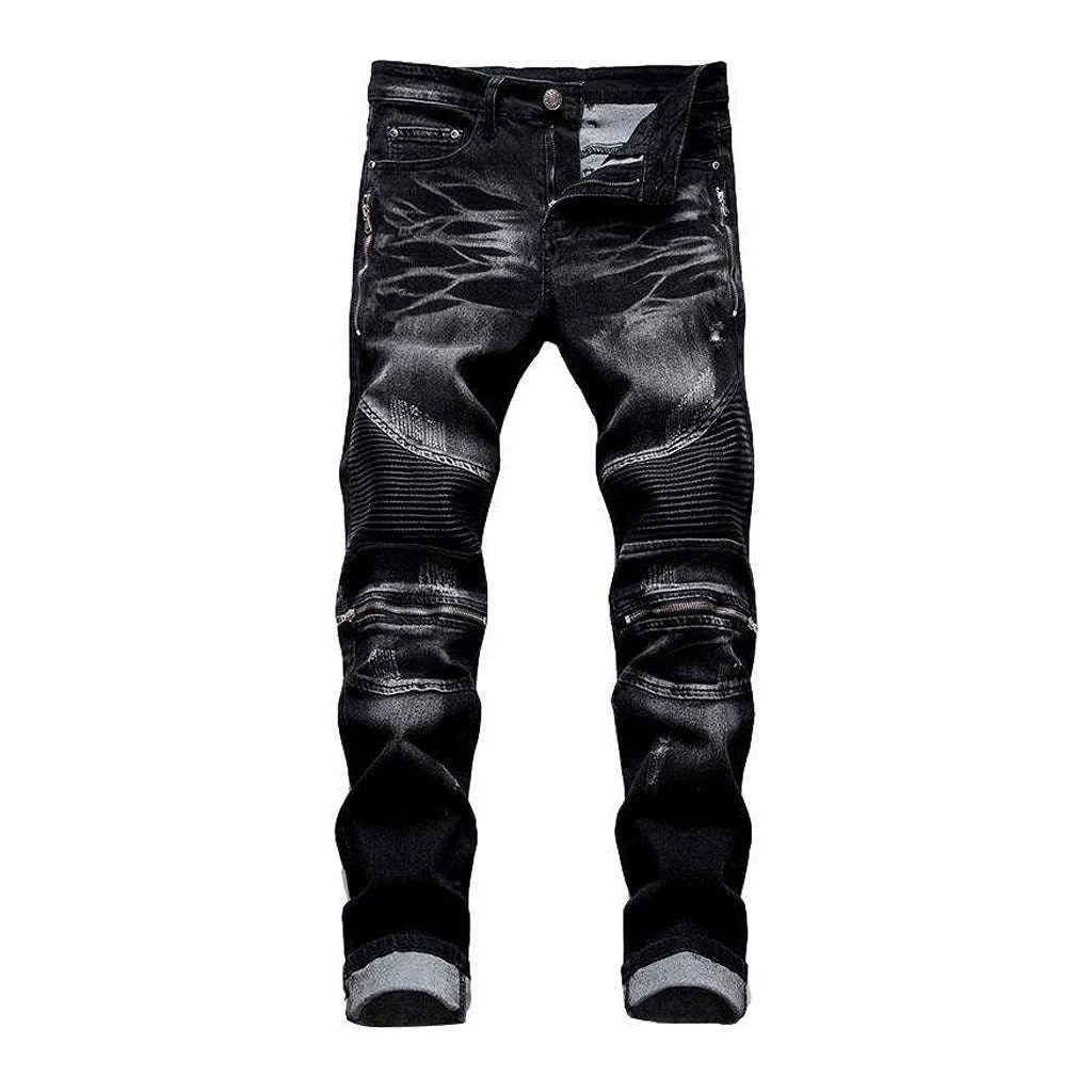 Biker jeans with side zippers