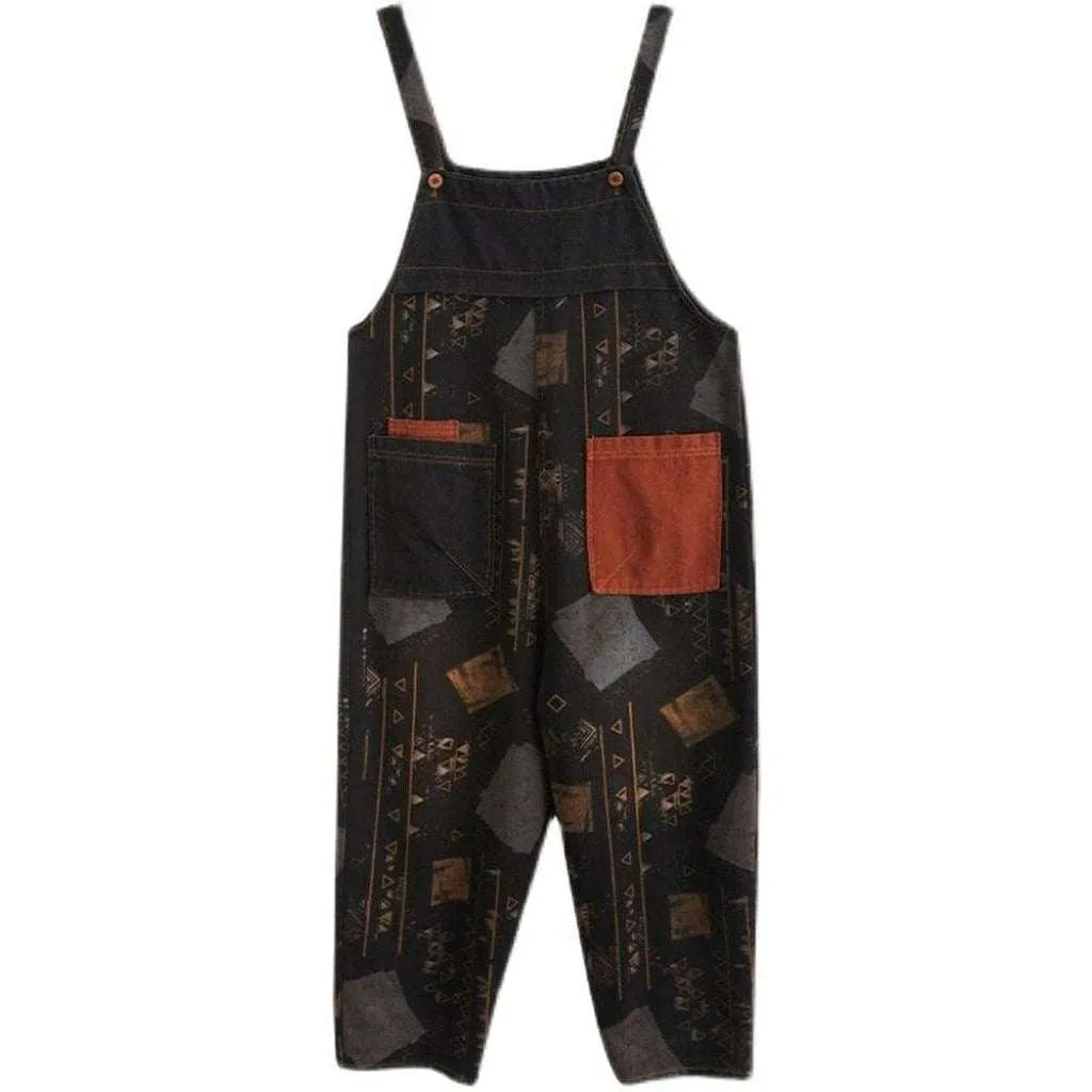 Black painted women's jeans overall