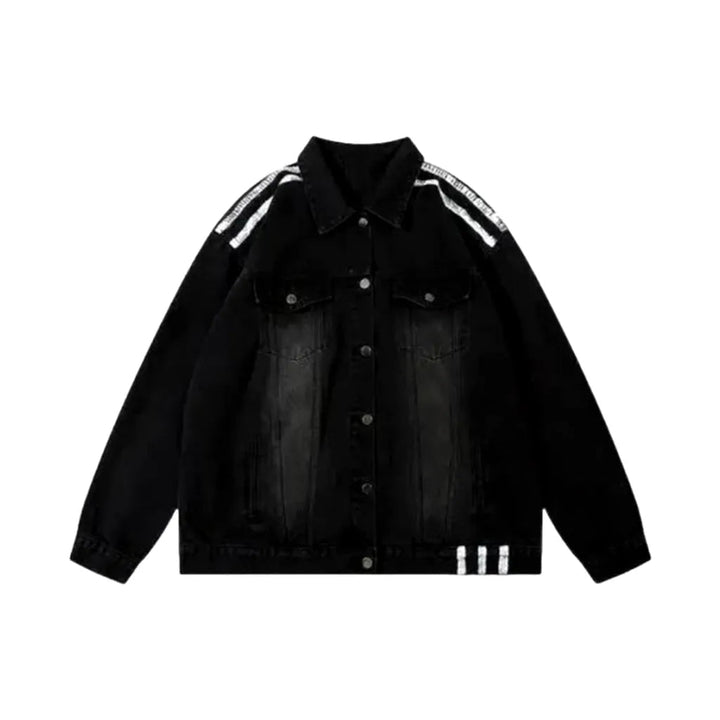 Black sanded men's jeans jacket