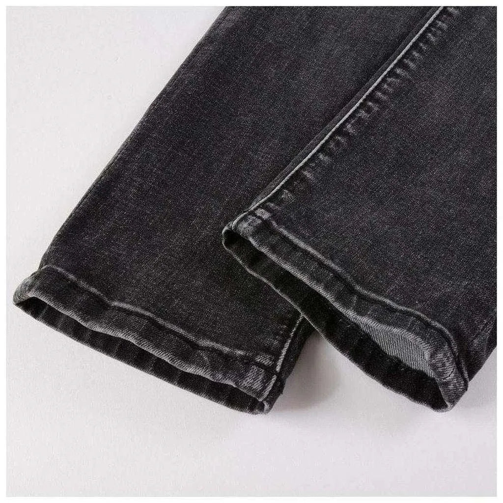 Black skinny distressed men's jeans