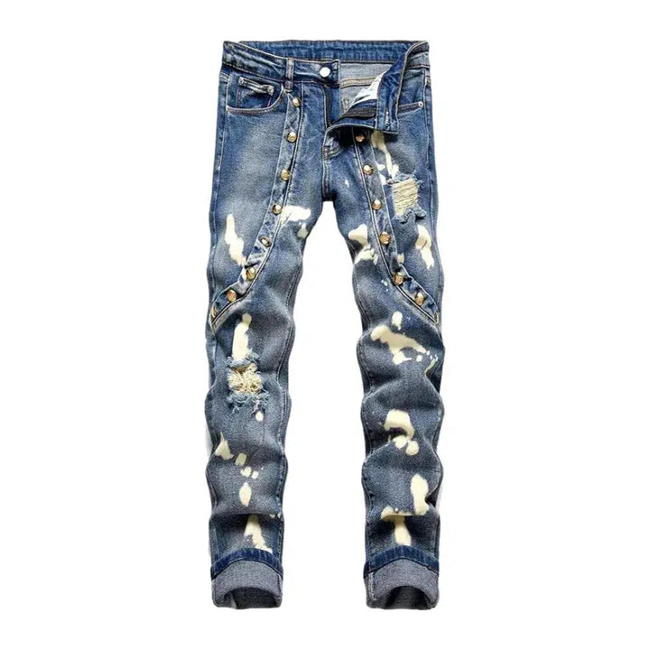 Bleach-stains men's skinny jeans