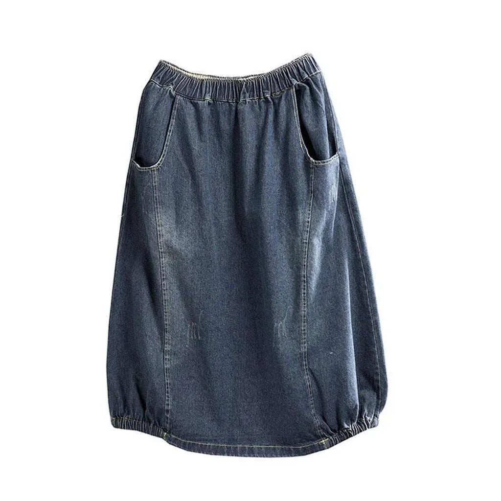 Blue bubble women's denim skirt