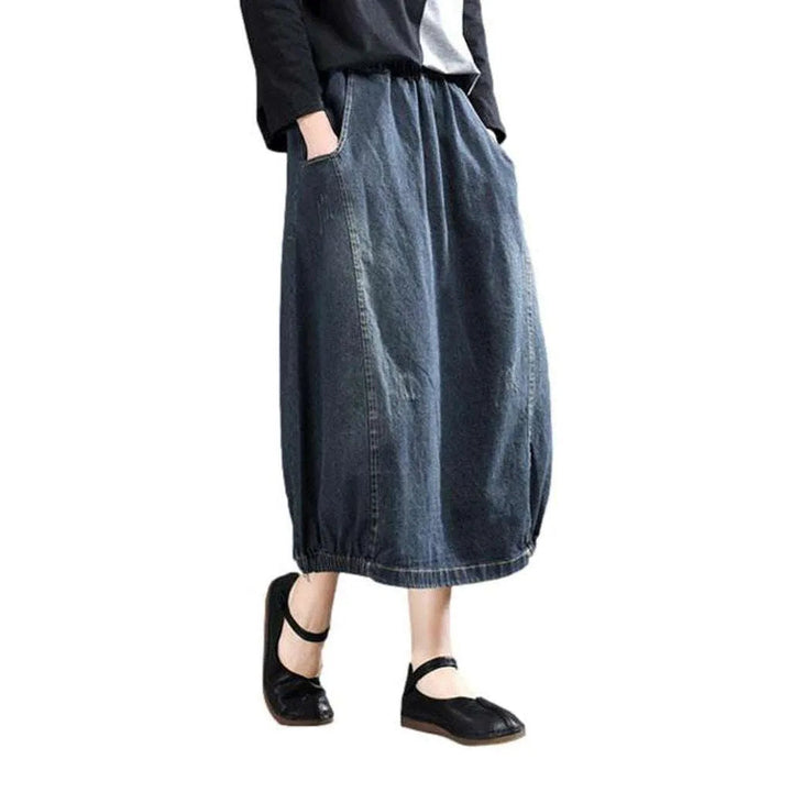Blue bubble women's denim skirt