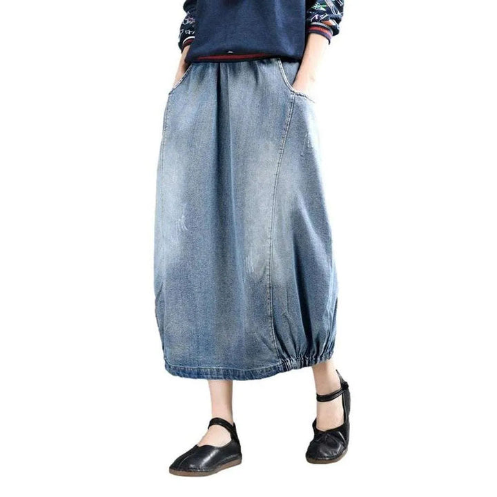 Blue bubble women's denim skirt