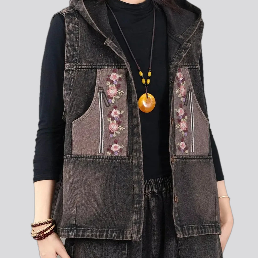 Boho Style Embroidered Women's Jeans Vest | Jeans4you.shop