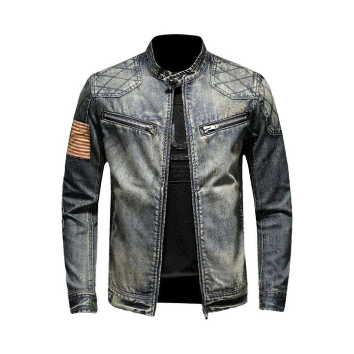 Bomber biker men's denim jacket