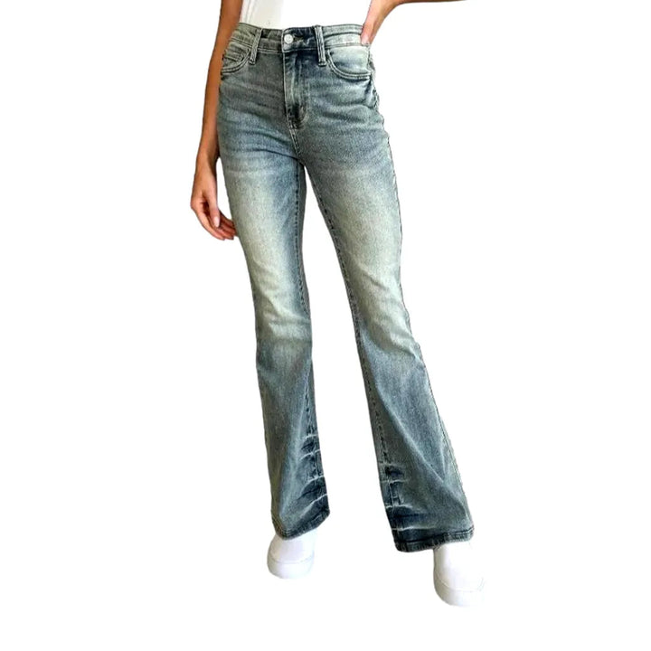 Boot-flare women's stonewashed jeans
