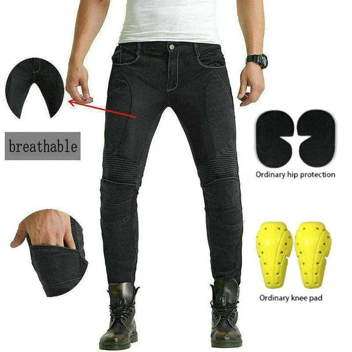 Breathable mesh men's moto jeans