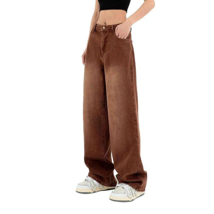 Brown color women's baggy jeans