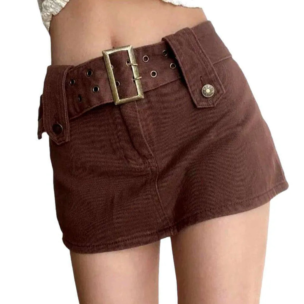 Brown ladies mini jean skirt