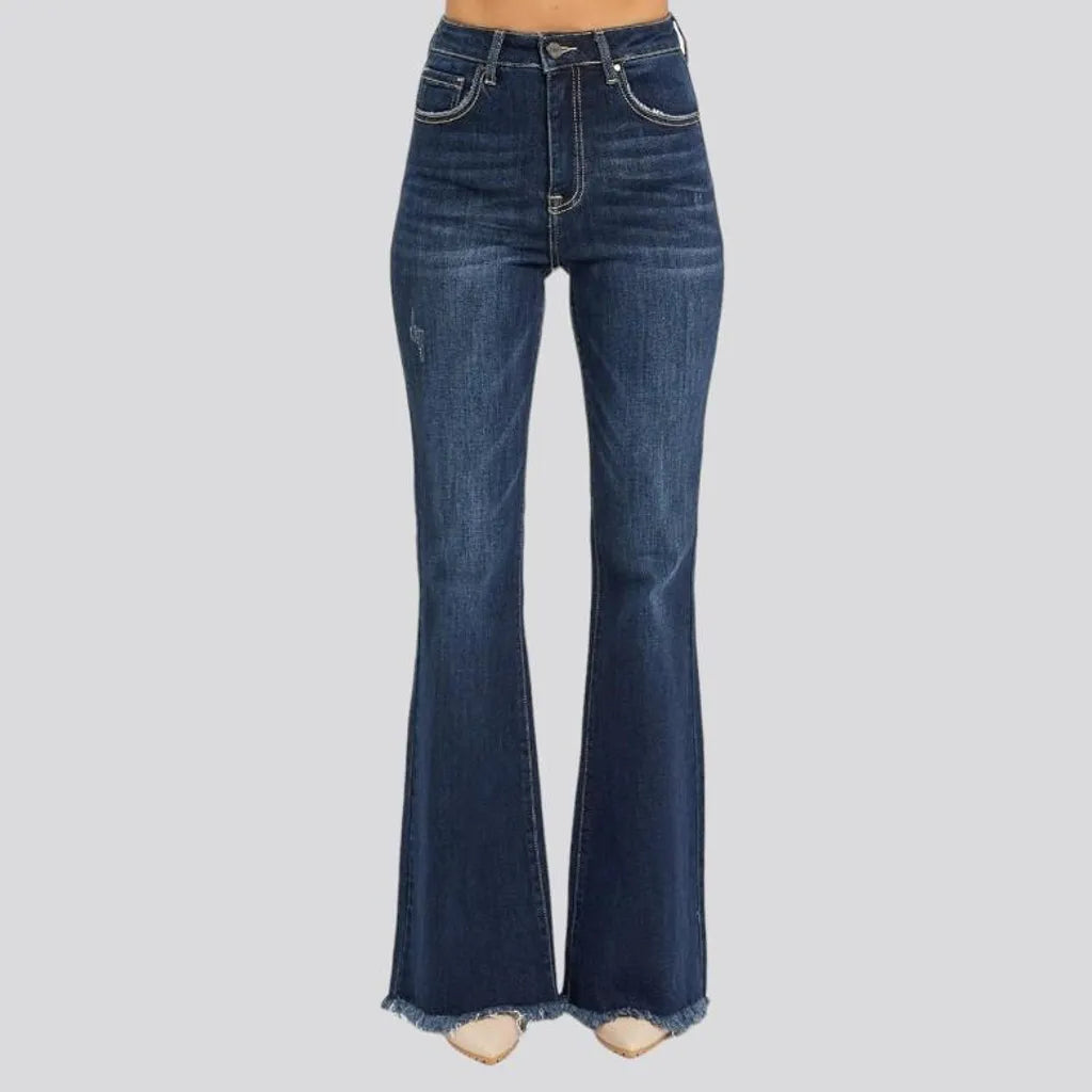 Sanded high-waist jeans
 for ladies