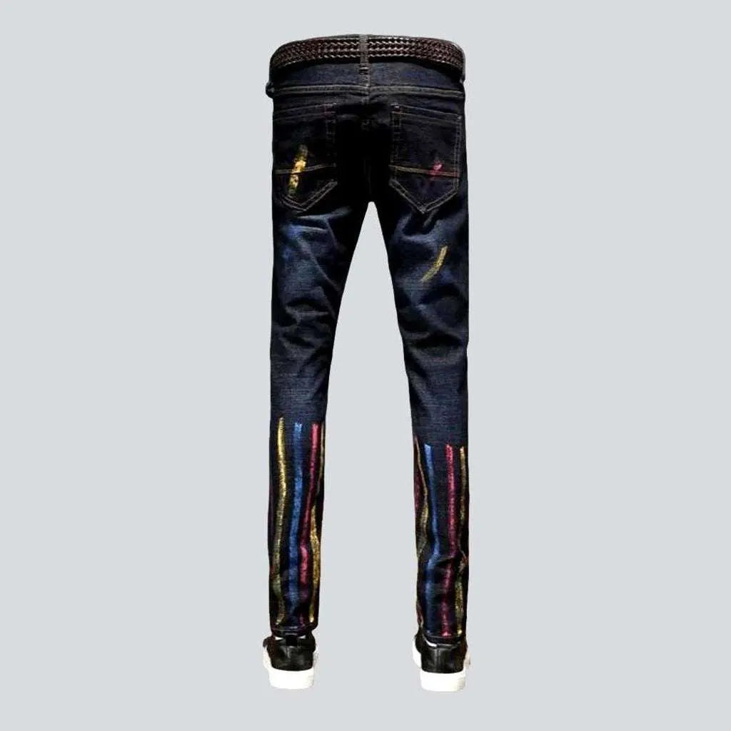 Color-painted navy men's jeans