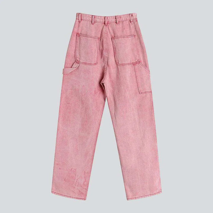 Vintage pink women's baggy jeans