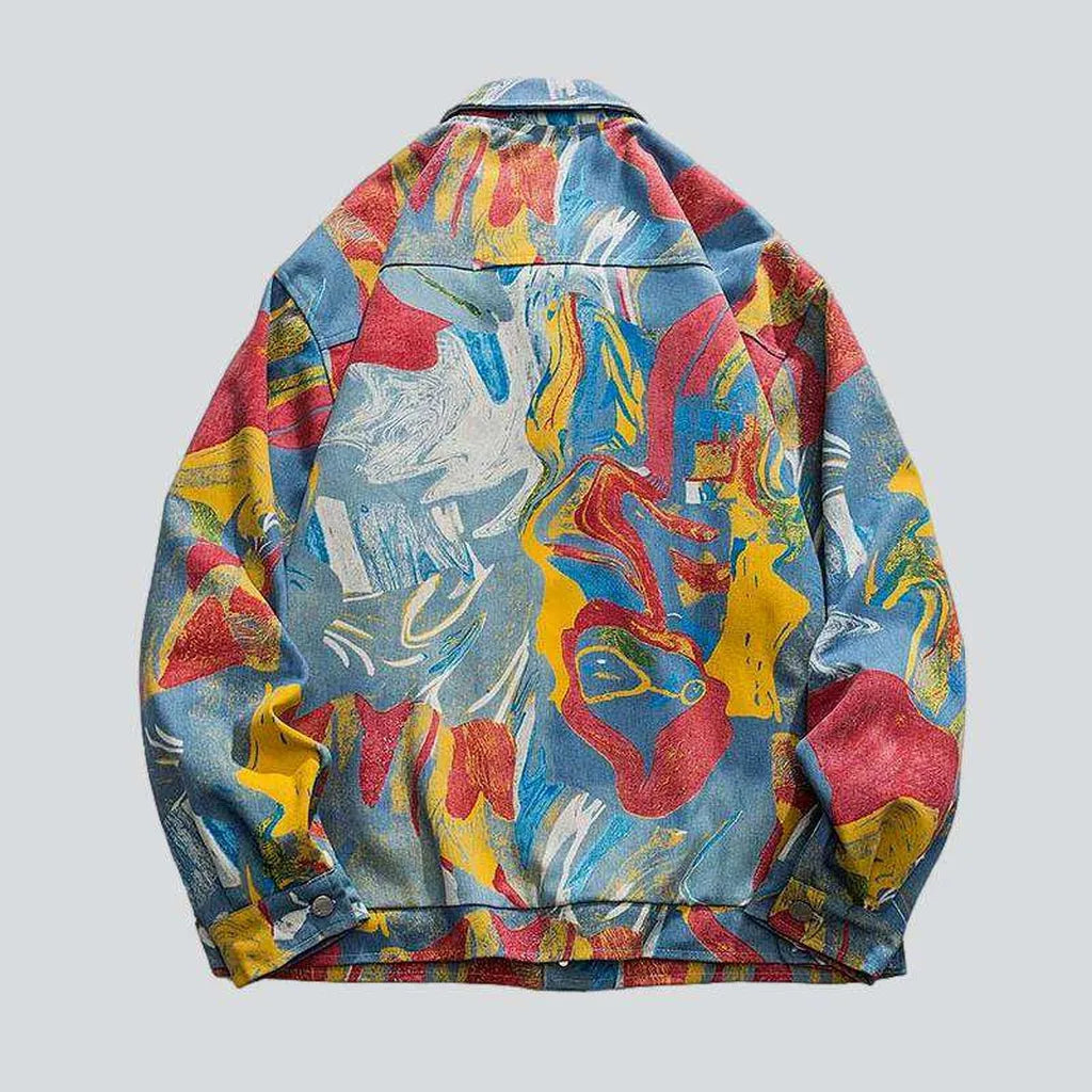 Oversized color-painted denim jacket
