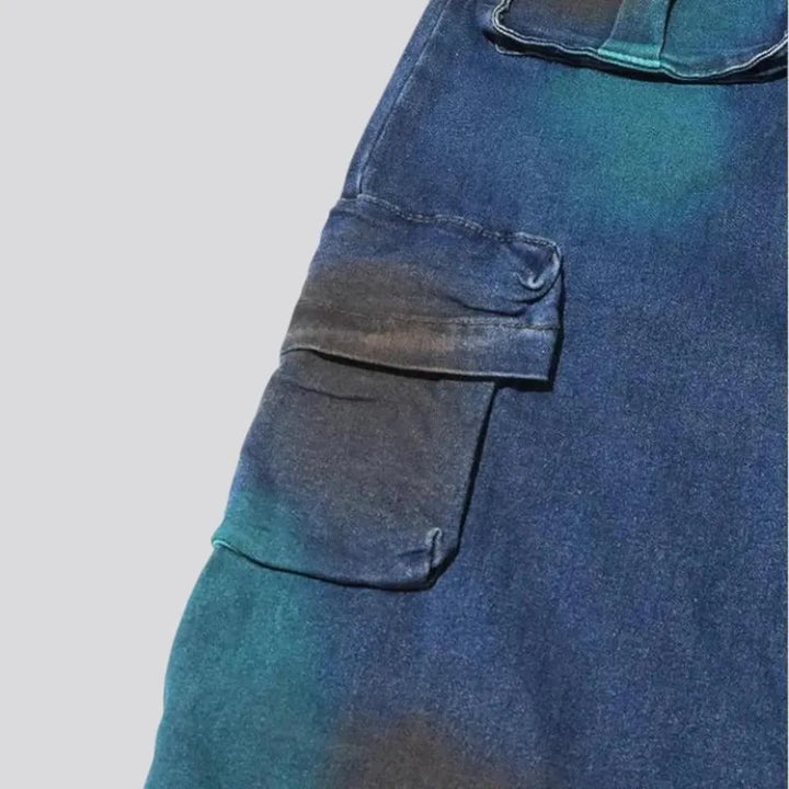 Raw hem cargo pockets denim dress