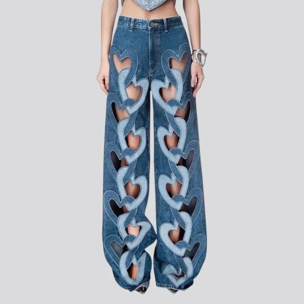 Fashionable high waist women's jeans