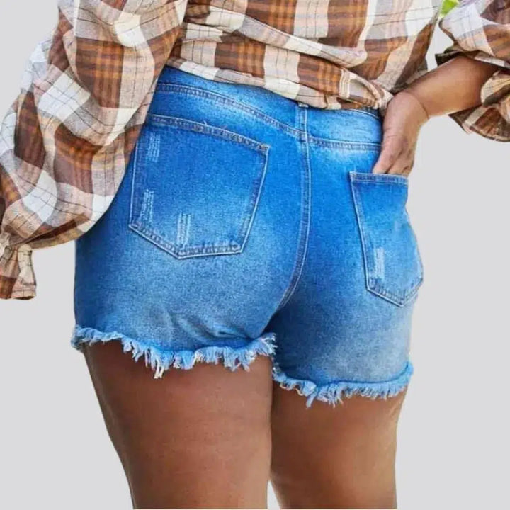 Medium-wash women's jeans shorts