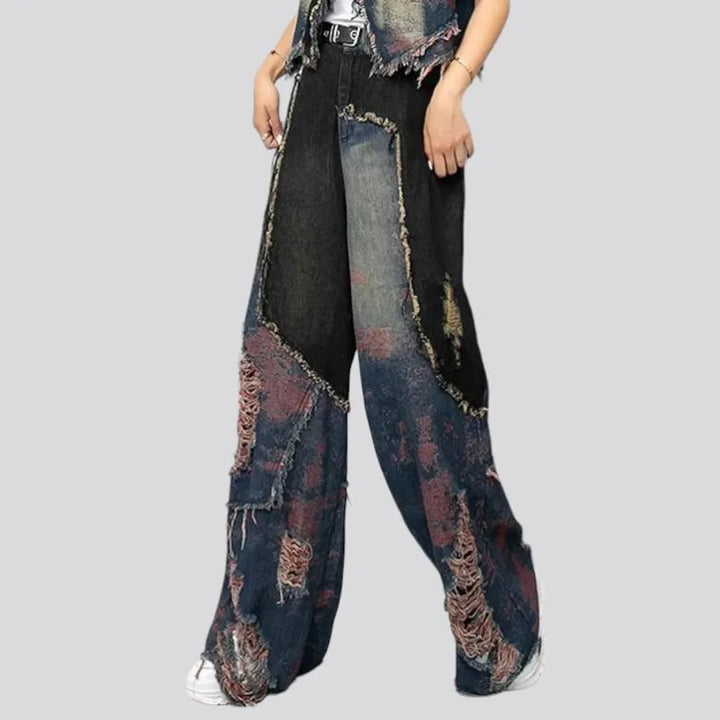 Fashion patchwork jeans
 for women