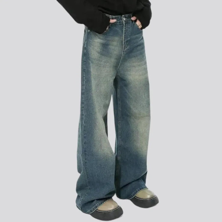 Floor-length men's street jeans