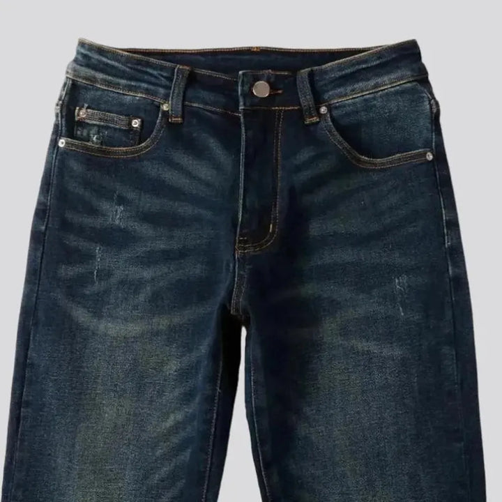 Dark-wash men's casual jeans