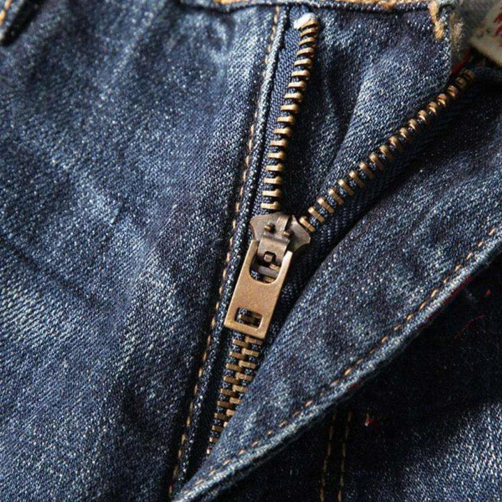 Printed pockets vintage men's jeans