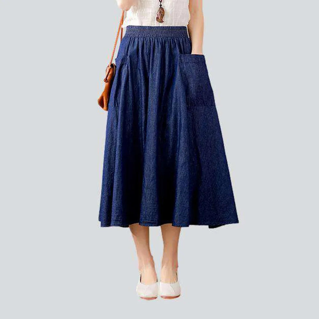 Big pocket women's denim skirt
