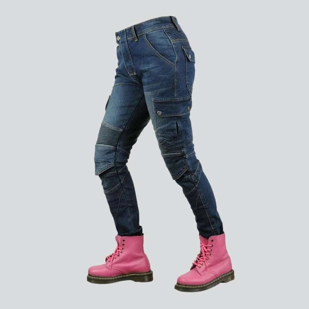 Medium wash women's biker jeans