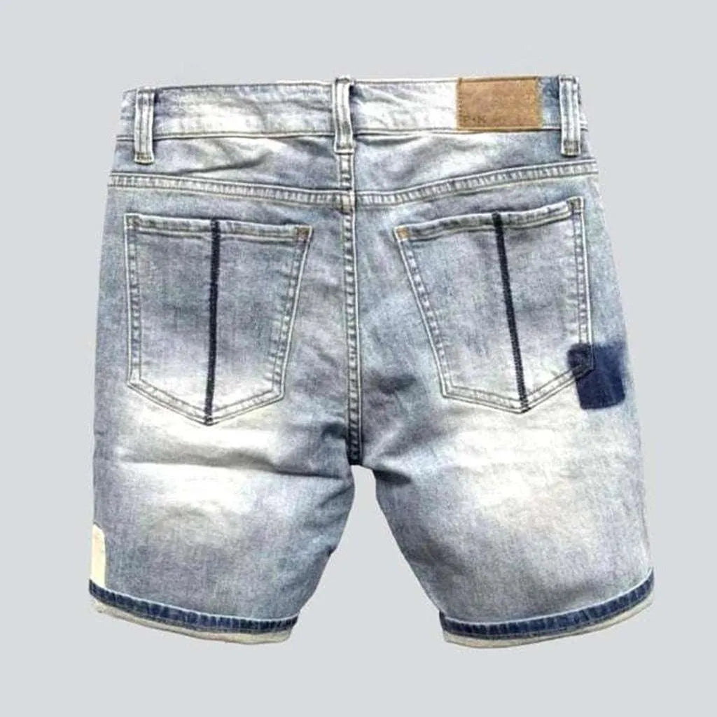 Embroidered bermuda men's denim shorts