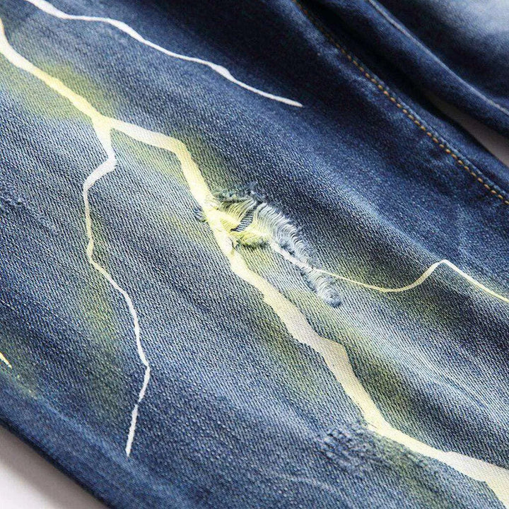 Lightning print jeans for men