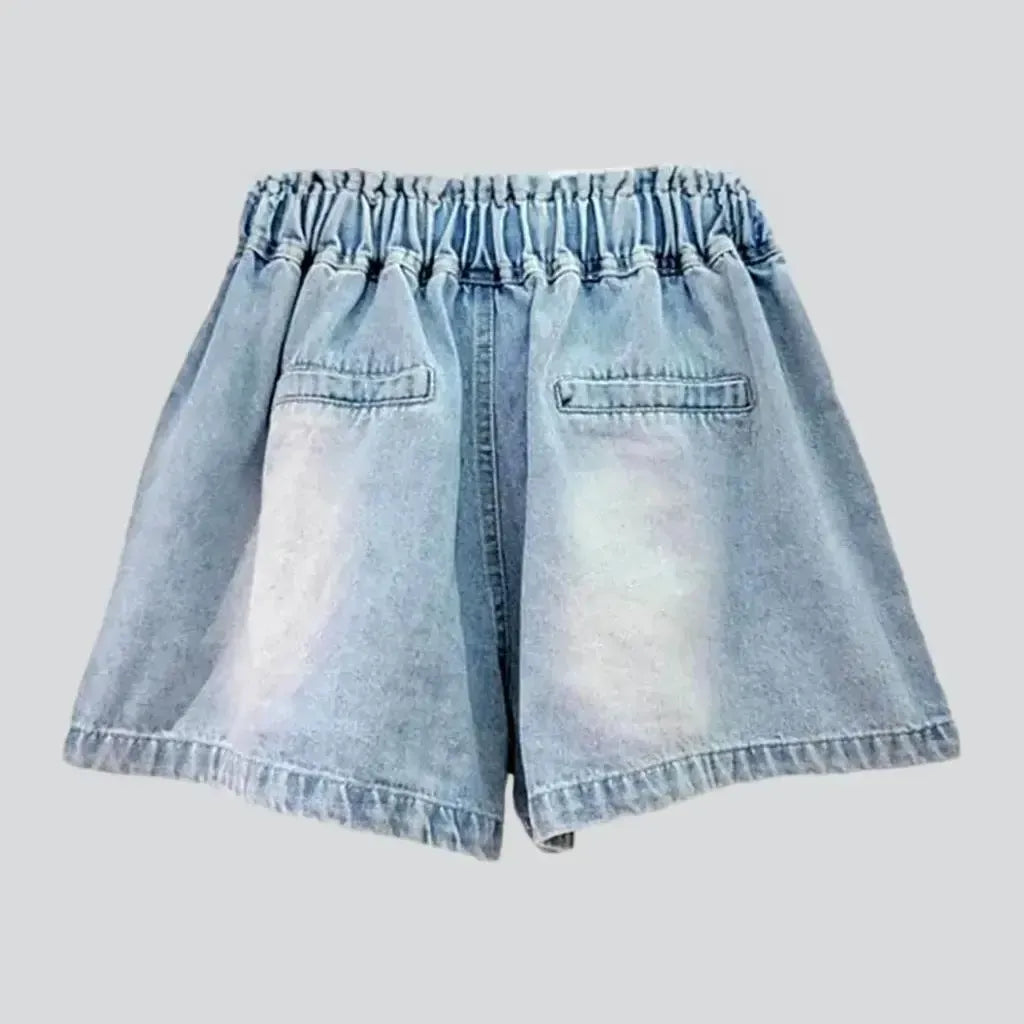 Sanded baggy denim shorts
 for women