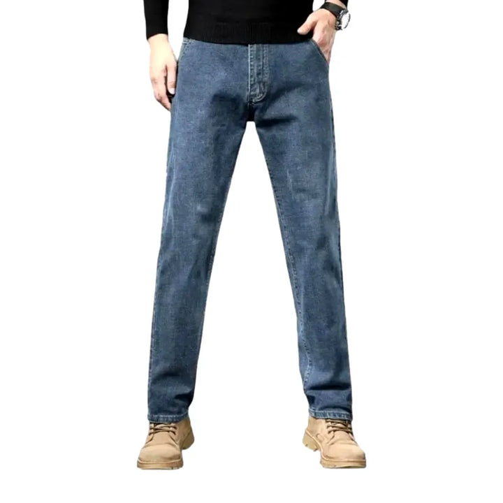 High-rise Casual Men's Jeans - Dark Blue