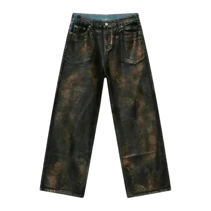 Over Dyed Mid Rise Fashion Jeans for Men - Black