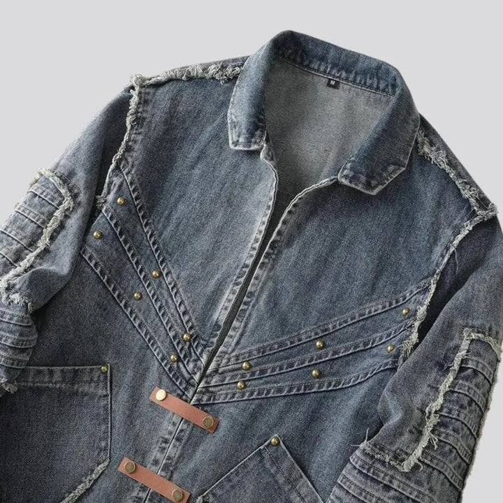 Slim-fit embroidered men's denim jacket