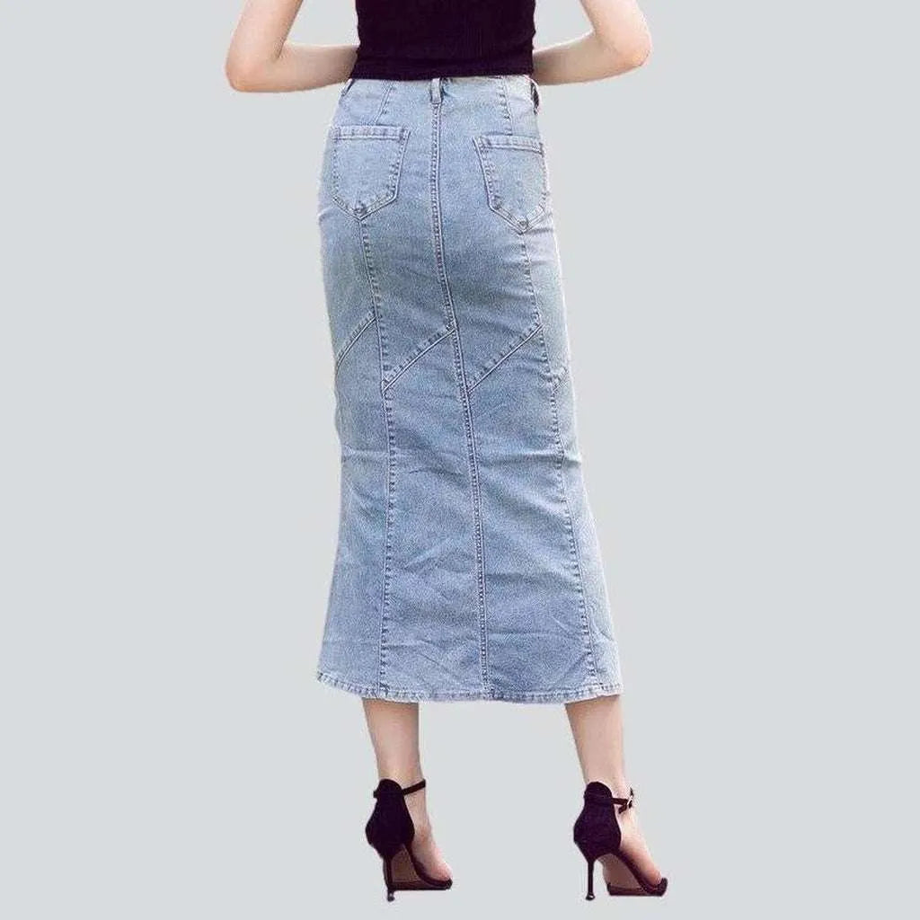 Light blue long fashion skirt