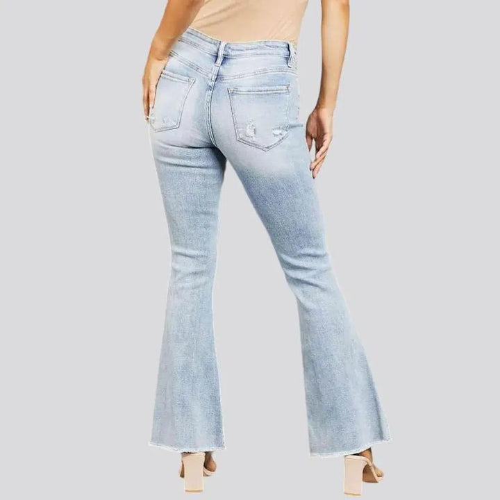Mid-waist distressed jeans
 for ladies
