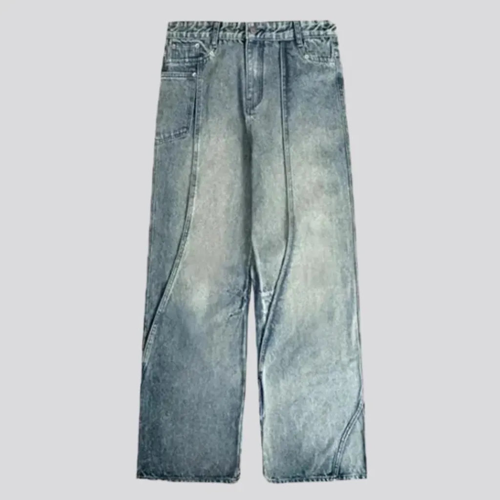 Baggy mid-rise light men's jeans